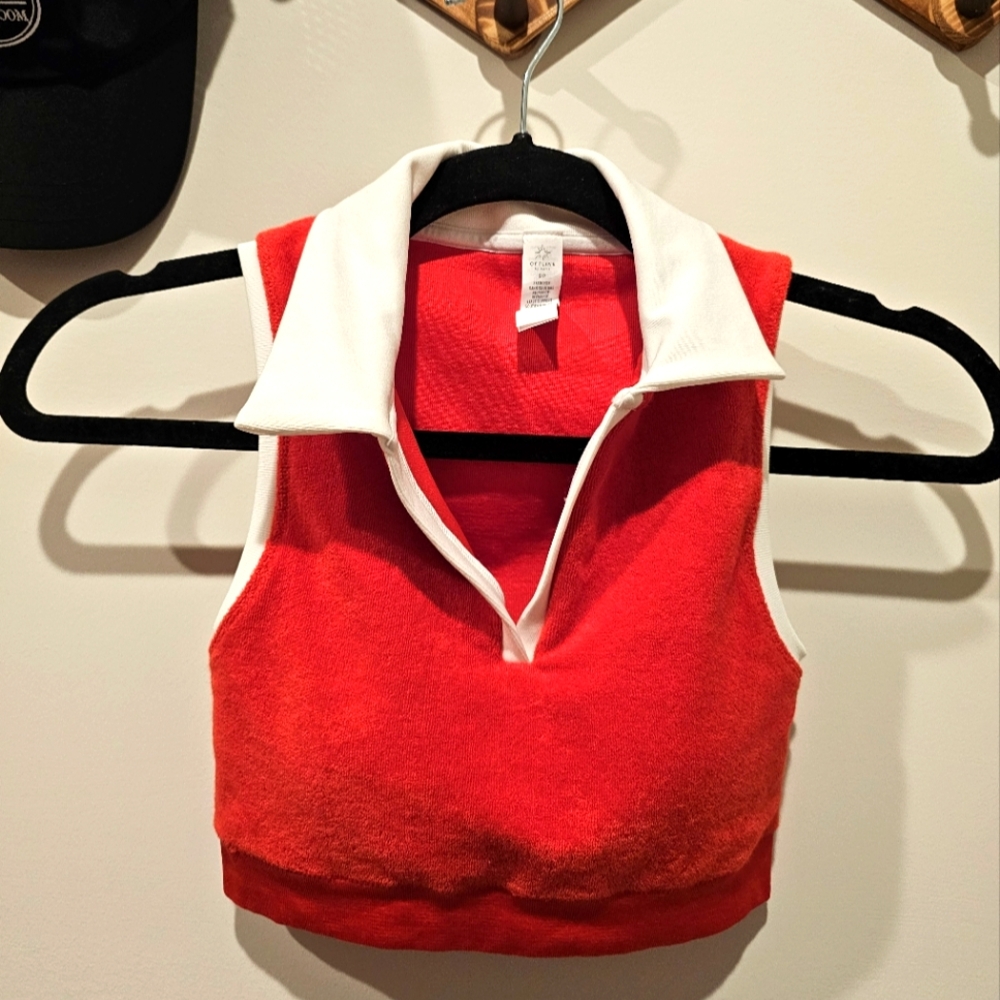 Preppy Y2k Worhout Sports Bra Offline By AERIE Small Red - Picture 1 of 6